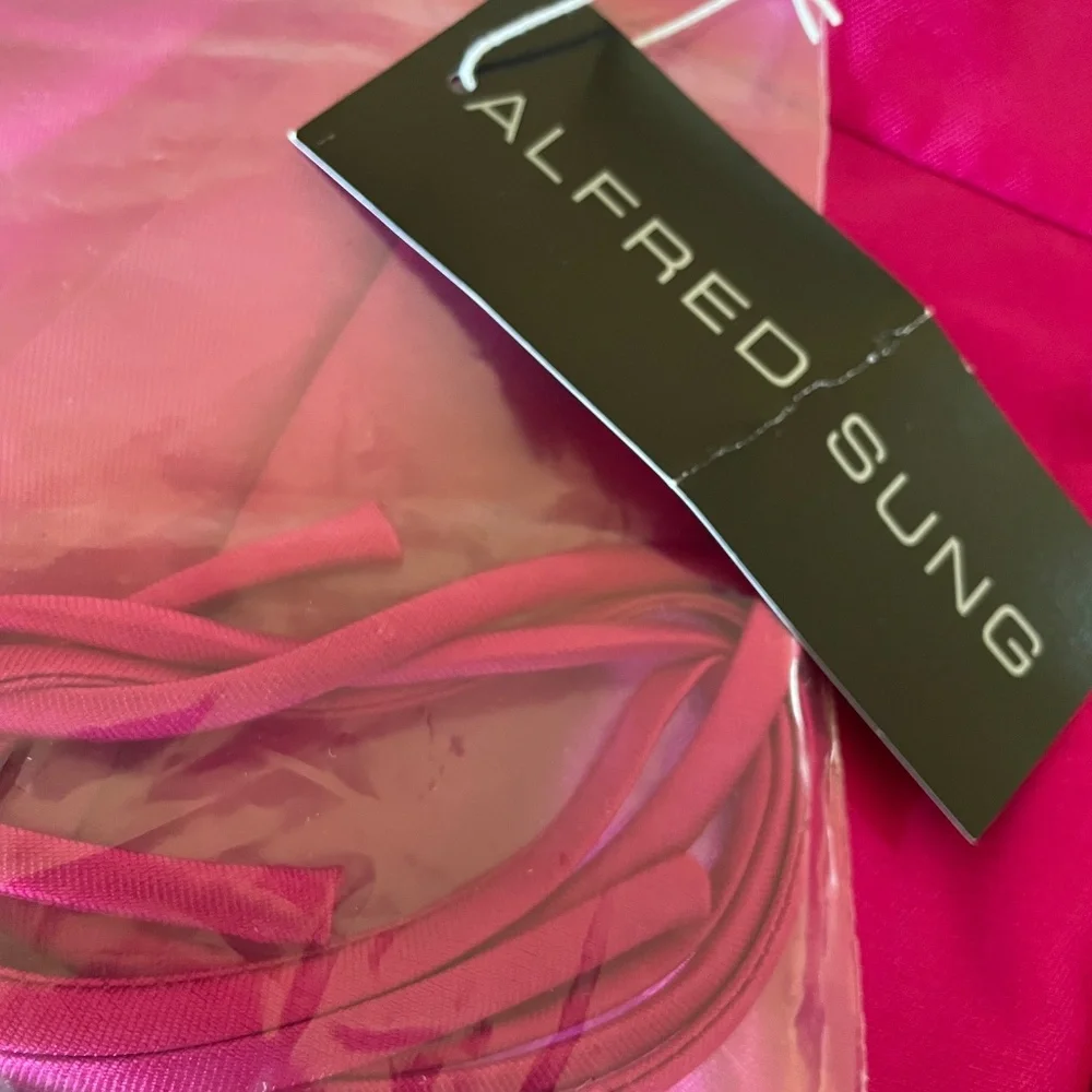 ALFRED SUNG Sateen Strapless Pleated Front Slit Formal Gown Size 10 NWT - Picture 6 of 6